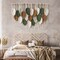 Large Macrame Wall Hanging Boho Woven Tapestry with Leaf and Feather Design, Handmade Modern Bohemian Wall Art for Apartment, Dorm, Living Room, Bedroom, or Nursery, 39"W x 29.5"L